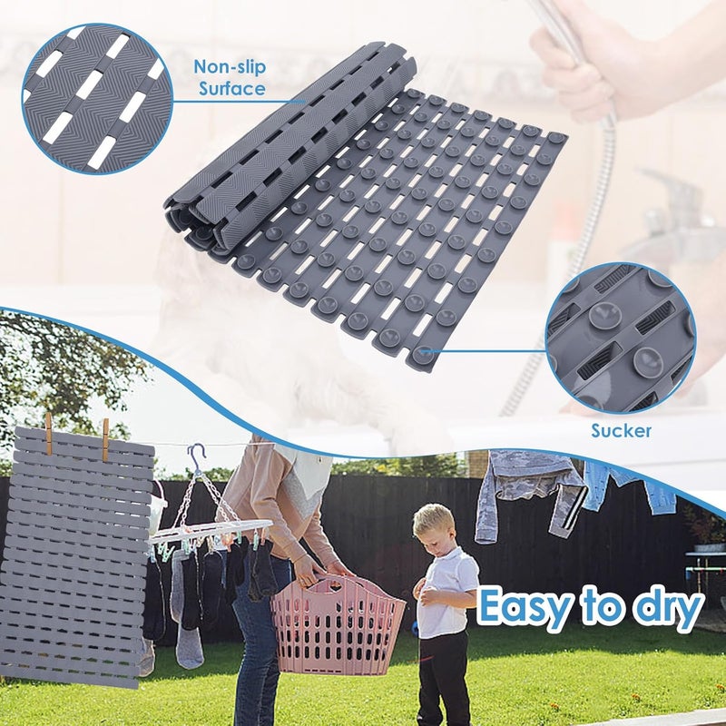 Wiojtry Bathtub Shower Mat, Pet Dog Bathing Non-Slip Mat, Dog Bath mat for tub, Quick Drain Bathtub Mat with Suction Cups & Drain Holes for Bathroom, 27.1x15.7 Inch (Transparent) - Image 4